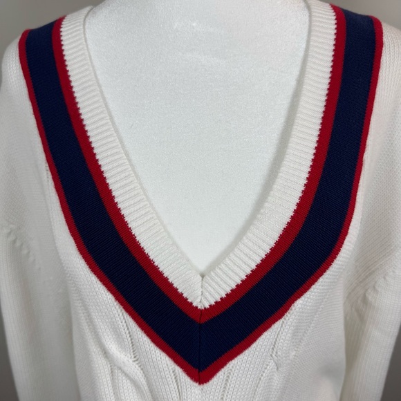 The Upside Cable Knit Varsity Sweater, Old Money, Preppy, Tenniscore, Size M - Picture 9 of 16